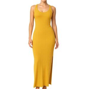 Absolutely Love It! Burnt Orange Stretchy Sleeveless Side Slit Medium Maxi Dress